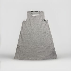 Theory Sleeveless Tent Dress Small Gray Cotton Terry Stripe Casual A-Line